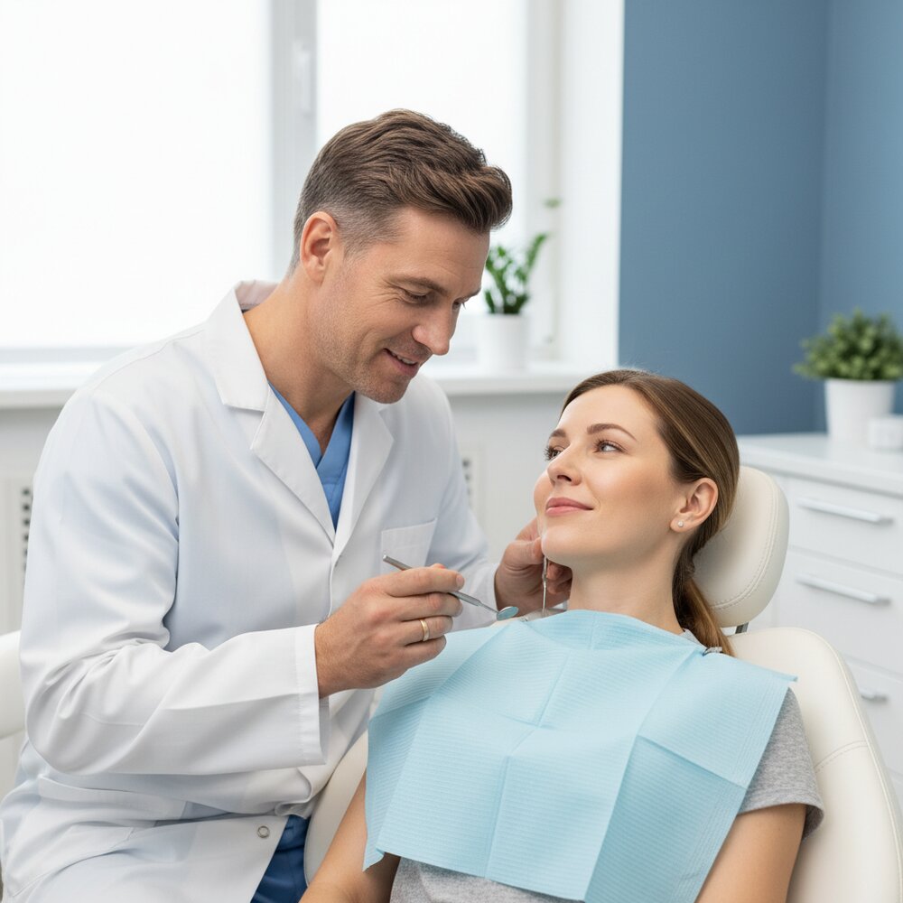 Friendly dentist ready to help