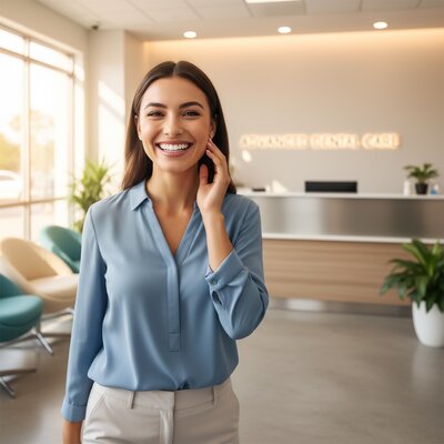 Happy patient smiling after treatment